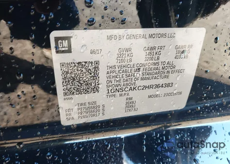 2017 Chevrolet Tahoe Ls z USA, uszkodzony, nr VIN 1GNSCAKC2HR364383